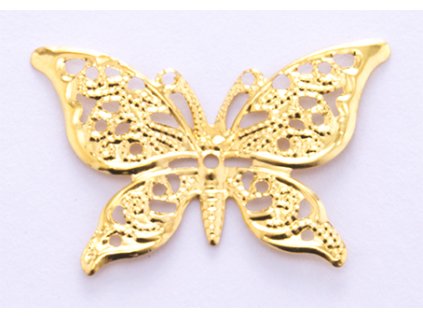 Aplikacja motyl - metal, kolor zlota 40x28 mm