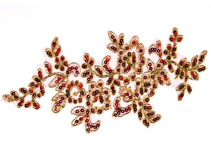 Květinová aplikace vyšívaná 26x12cm 1