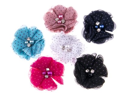 Šifonový květ s puntíky 50 mm 1