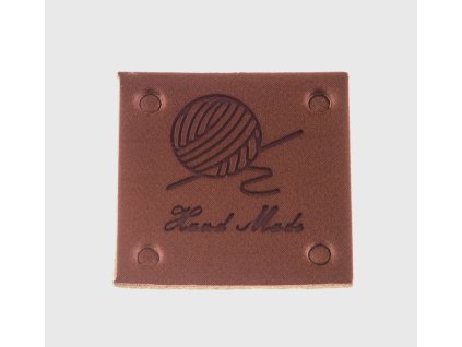 Naszywka HAND MADE kula 25x25 mm brązowa