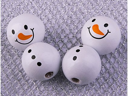 Korálek sněhulák bílý Ø15mm/4ks