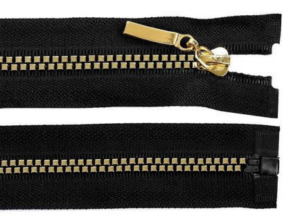 Zip kostěný  černo-zlatý 5mm/50cm