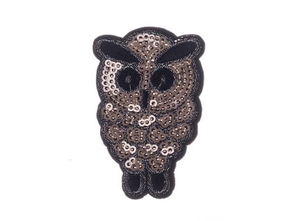 Patch owl with sequins 45x68mm