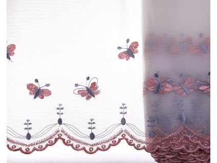 Krajka organza vyšívaná s motýly šíře 20cm