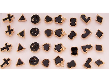 Earrings small black-gold