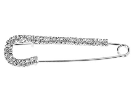 Špendlík ozdobný 70x18 mm s kamínky stříbrný