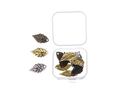 Přívěšek list 19x10 mm/15ks  MIX