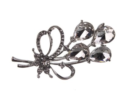 Silver flower brooch 60x30mm
