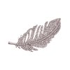 Silver leaf brooch with rhinestones