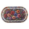Oval plywood bottom - lid with flower print 20 x 12 cm