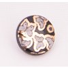 Button 11 mm  black-gold with white butterflies
