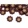 Button 22 mm brown flower