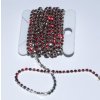 Štrasový prýmek 2 mm/2 m varianta červeno-stříbrný