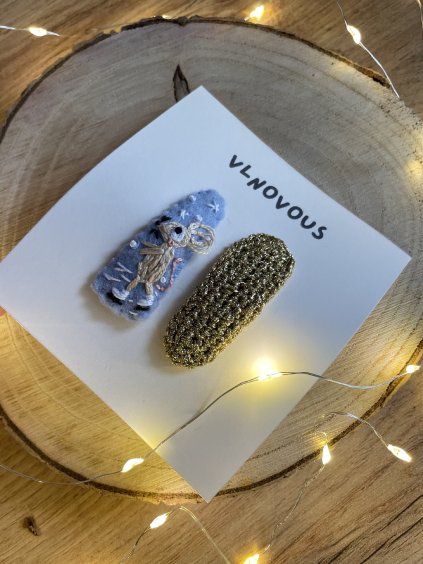 Zimní set sponek Myška bruslařka