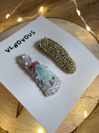 Zimní set sponek Vánoční strom