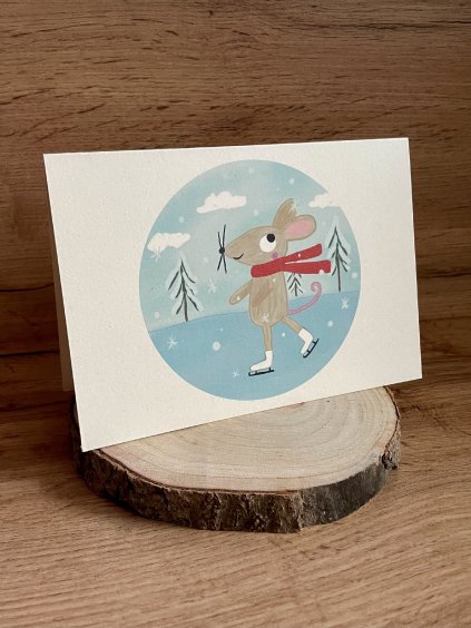 Přáníčko Myška bruslařka