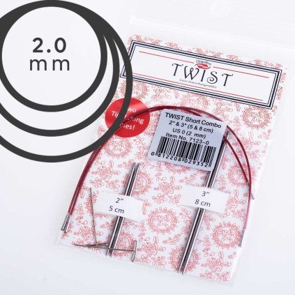 Jehlice kruhové výměnné ChiaoGoo TWIST Short Combo - 2.00 mm (set 5 a 8 cm)