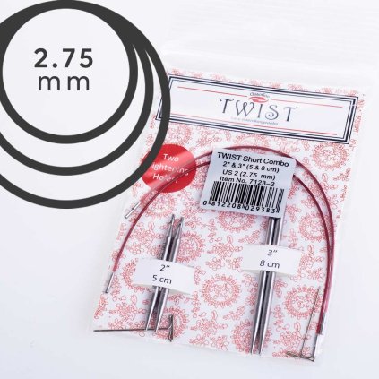 Jehlice kruhové výměnné ChiaoGoo TWIST Short Combo - 2.75 mm (set 5 a 8 cm)