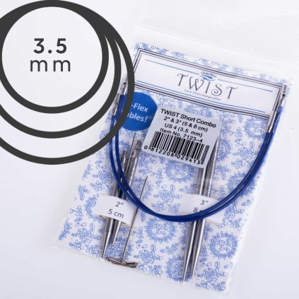 Jehlice kruhové výměnné ChiaoGoo TWIST Short Combo - 3.50 mm (set 5 a 8 cm)