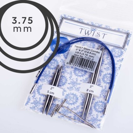 Jehlice kruhové výměnné ChiaoGoo TWIST Short Combo - 3.75 mm (set 5 a 8 cm)