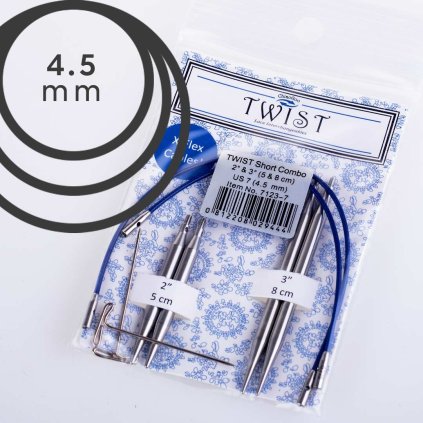 Jehlice kruhové výměnné ChiaoGoo TWIST Short Combo - 4.50 mm (set 5 a 8 cm)