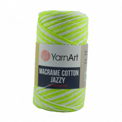 Macrame Cotton Jazzy Zeleno biela 1221