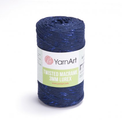 Macrame Twisted  3MM Lurex Tmavo modrá 784