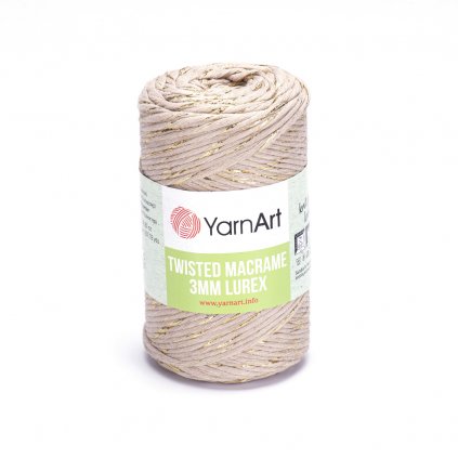 Macrame Twisted  3MM Lurex Svetlo hnedá 753