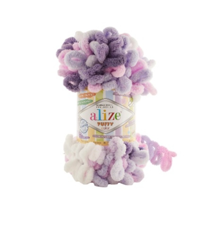 Vlna Alize Puffy Color Fialovo biela 6305