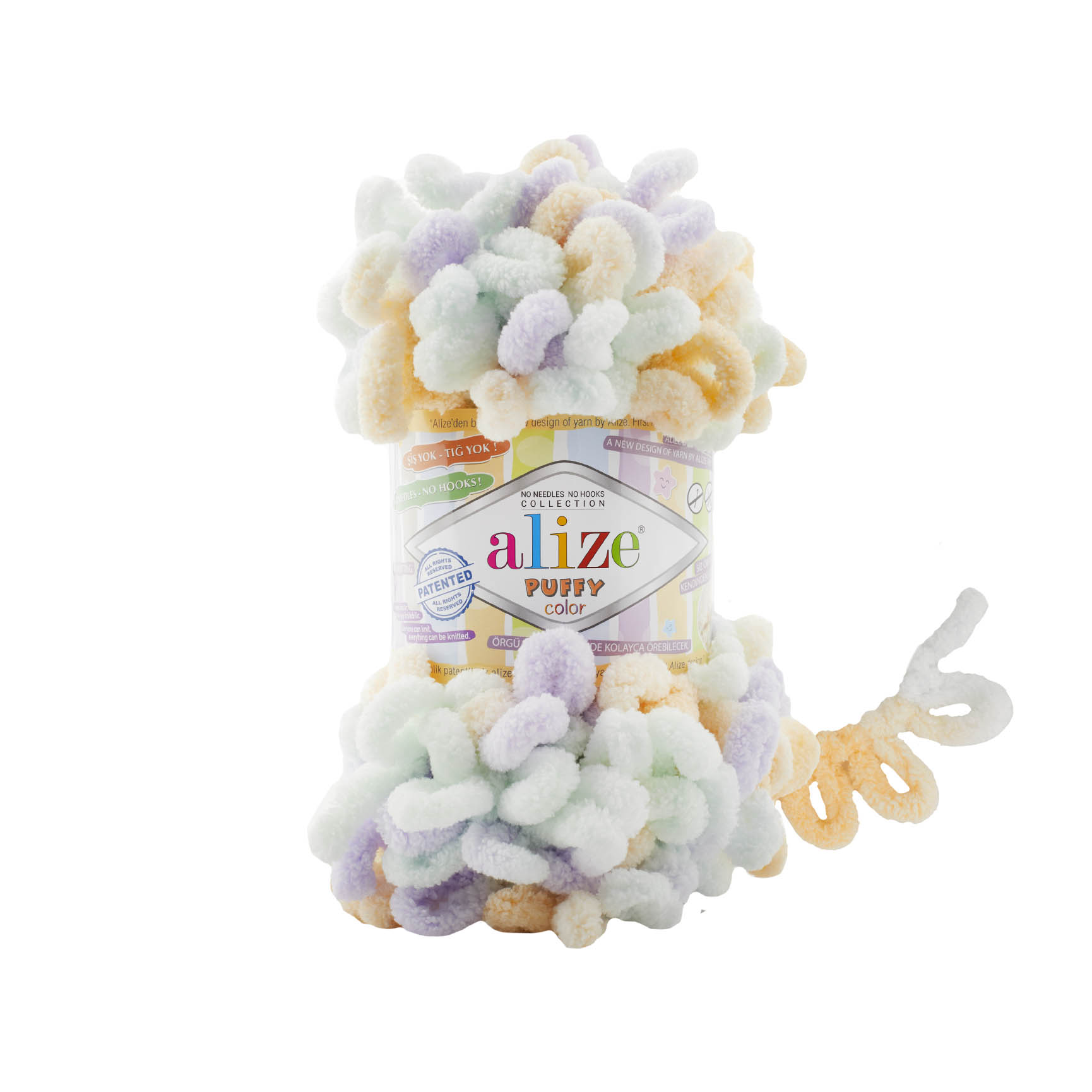 Vlna Alize Puffy Color Fialovo-mentolová 6462