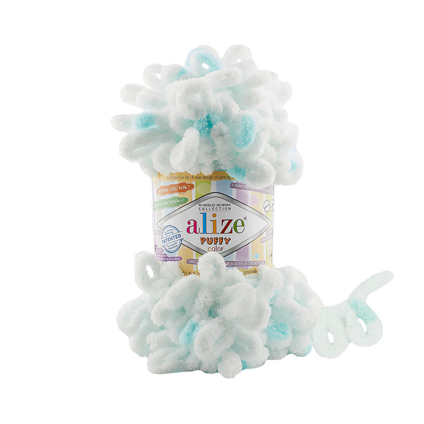 Vlna Alize Puffy Color Bielo- modrá 6491