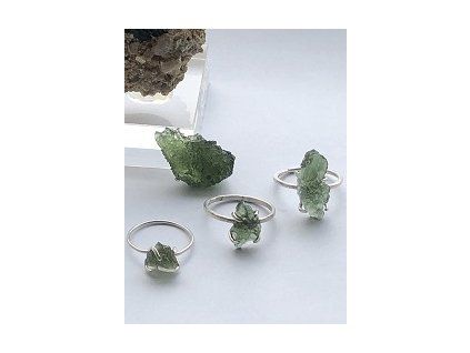 BS design Moldavite raw rings