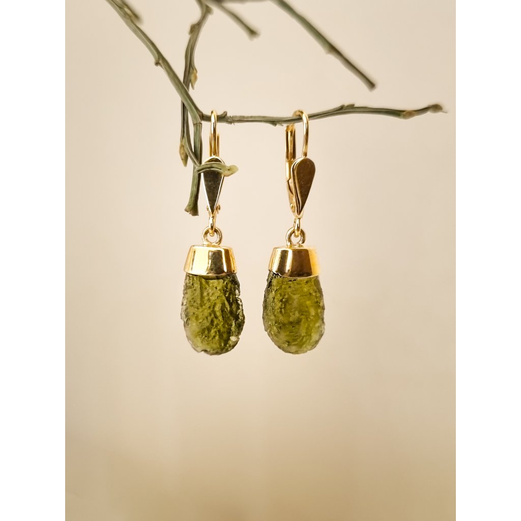 Gold earrings with Moldavite P2000294300006