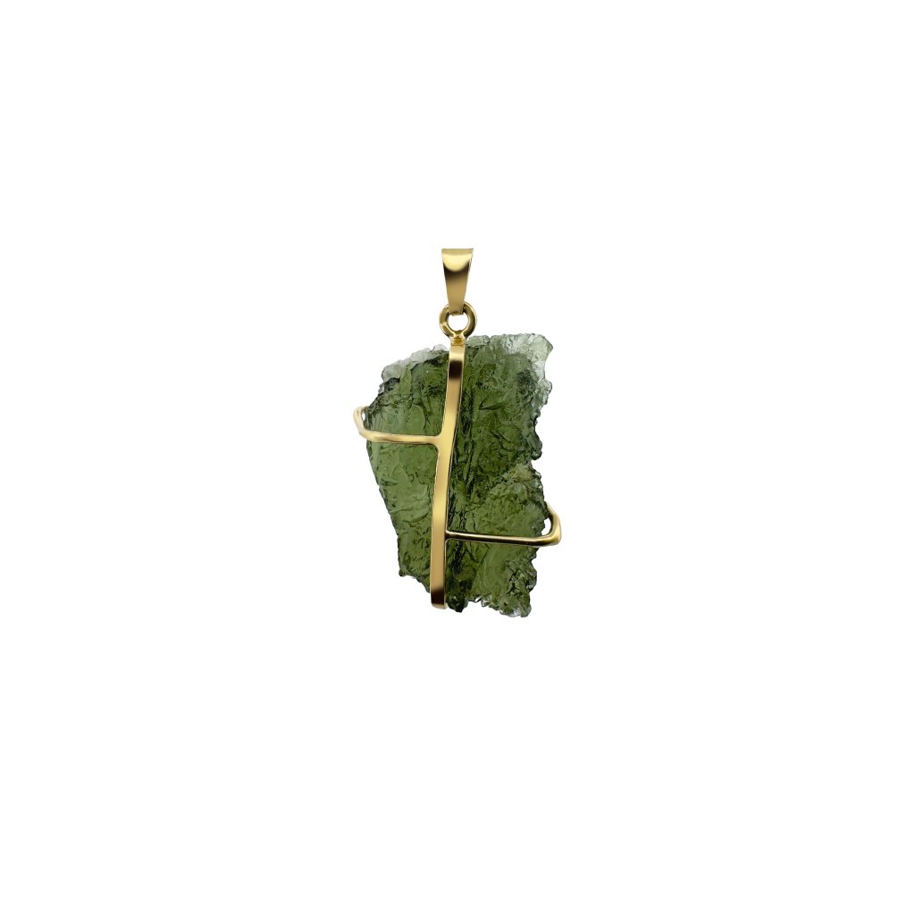 Gold double-sided pendant with Moldavite 2000339600009
