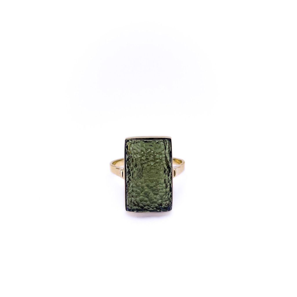Zlatý prsten s vltavínem,polobrus 1392