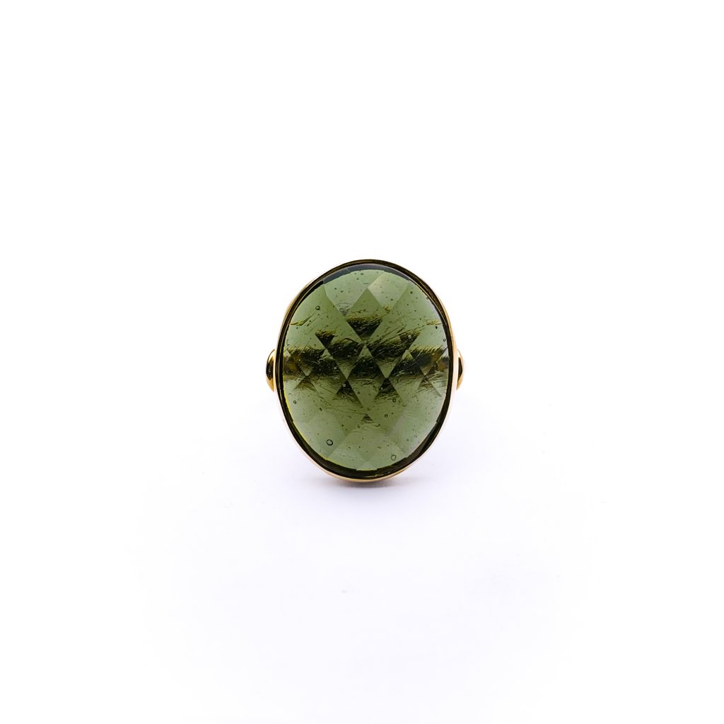 Moldavite ring in gold 2000274960008