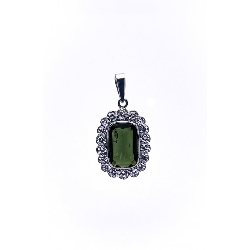 Moldavite pendant with zirconia 2000171560004
