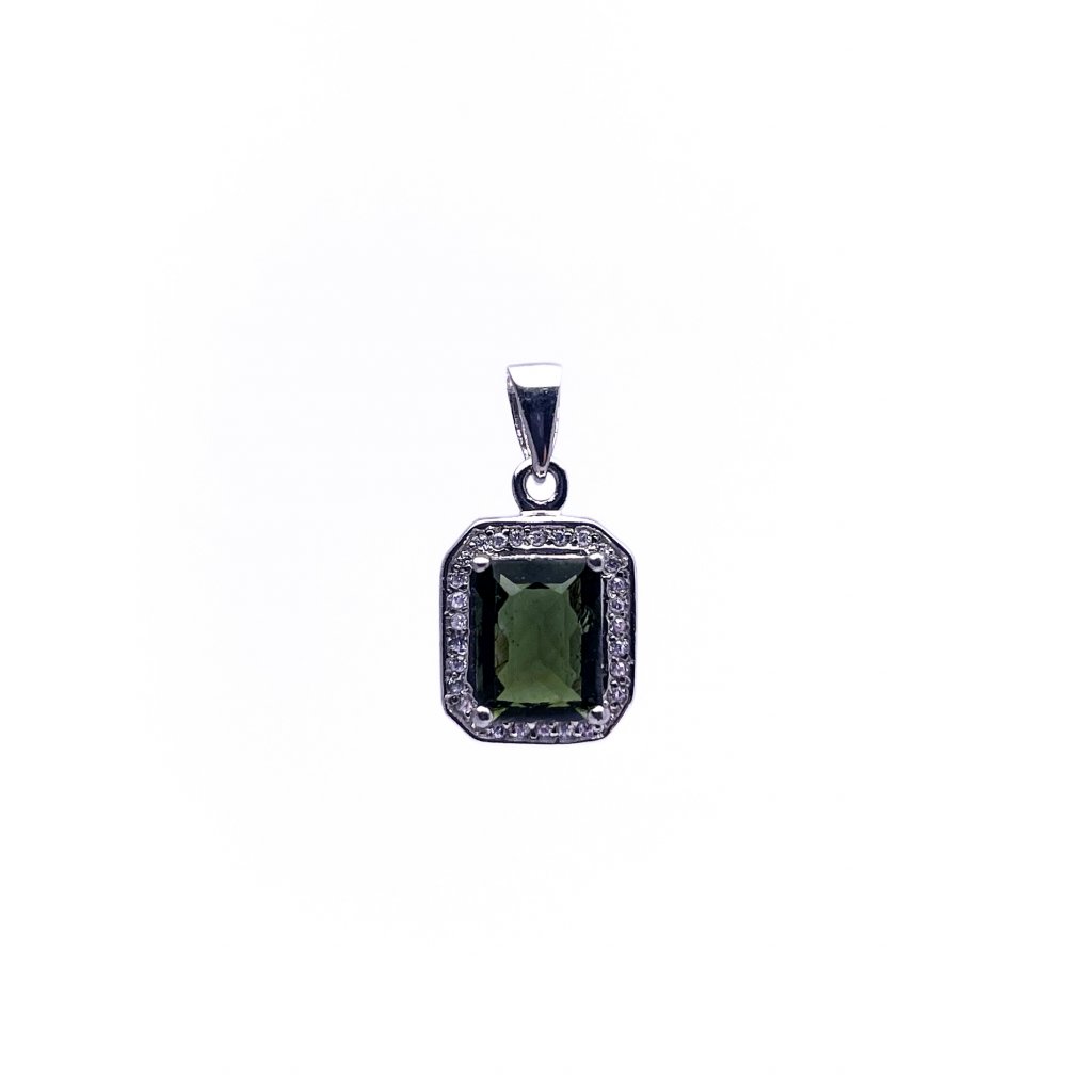 Moldavite pendant with zirconia 2000082480002