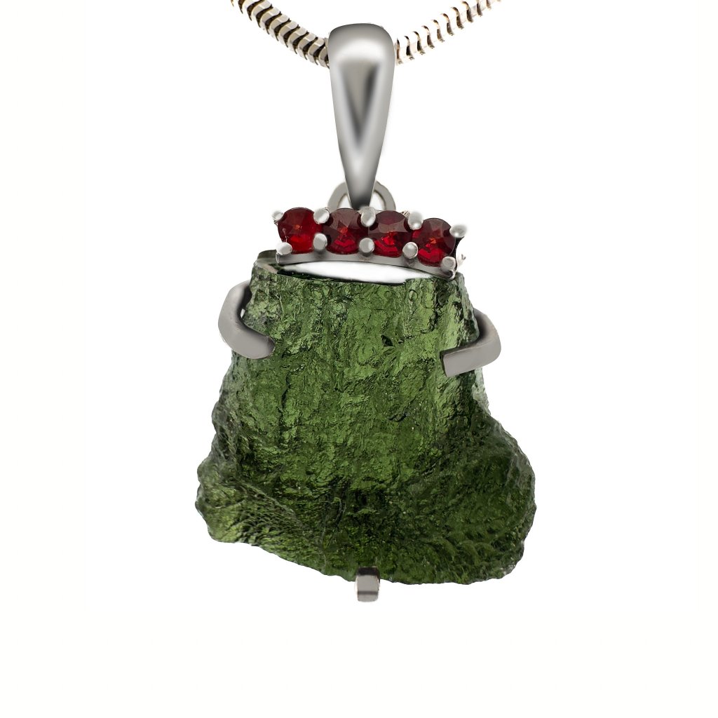 Moldavite pendant with garnet 2000227740008