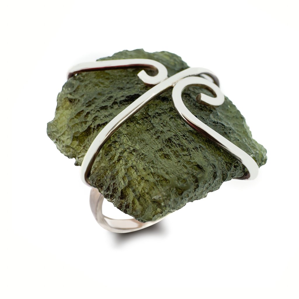 Moldavite ring in silver 2000295670009