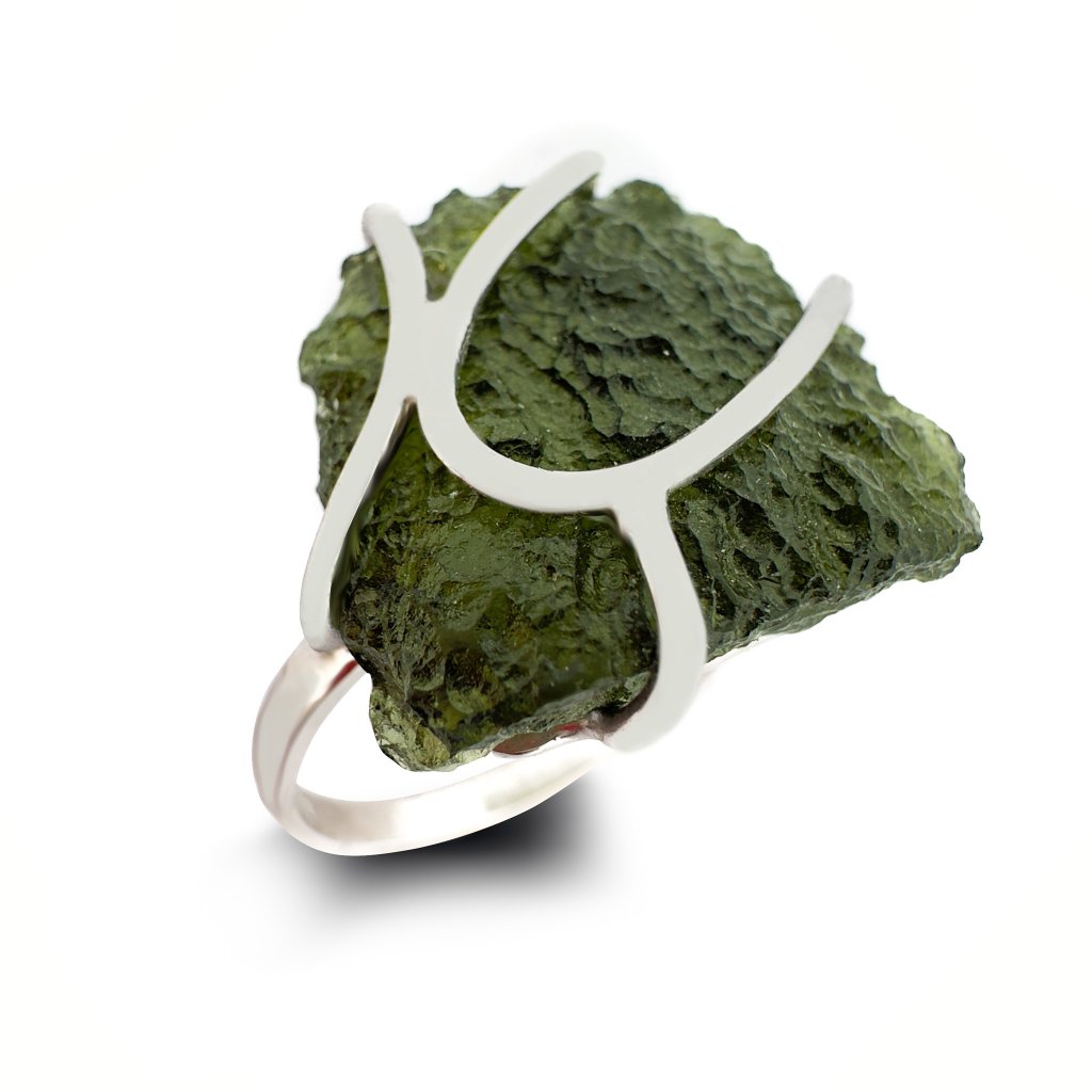 Moldavite ring in silver 200029510006