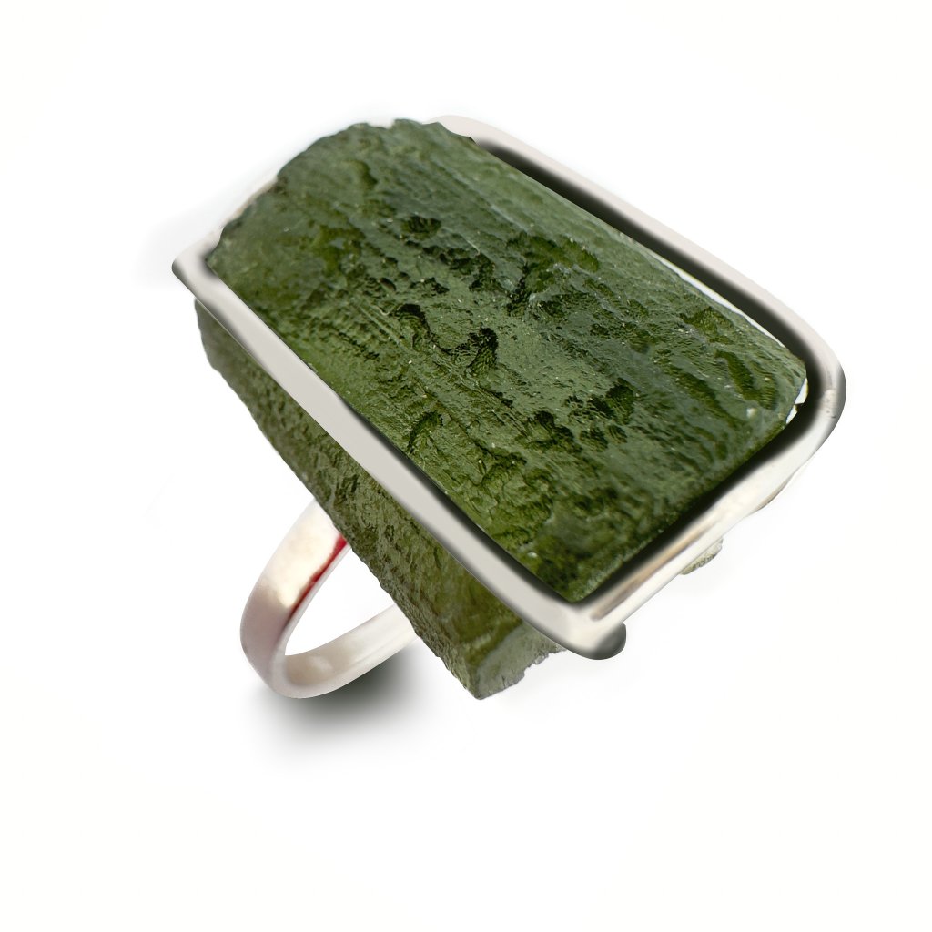 Moldavite ring in silver 2000295200008