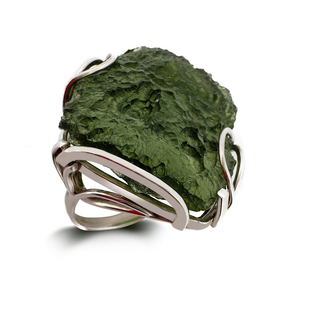 Moldavite ring in silver 2000284620008