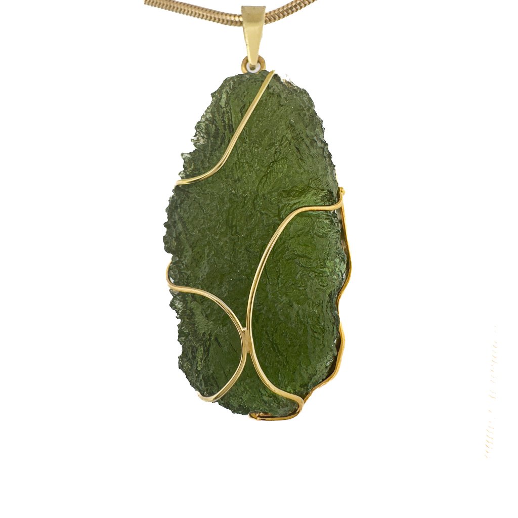 Moldavite pendant in gold 2000026670001