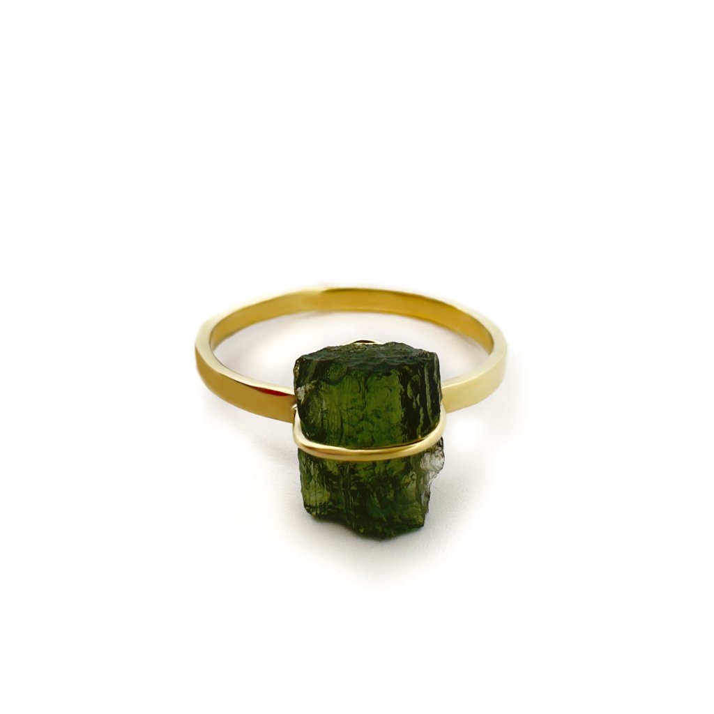 Moldavite ring in gold 2000308040003