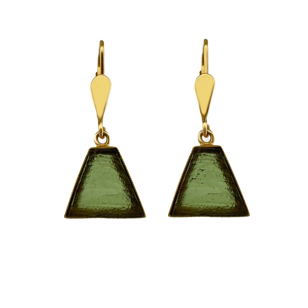 Moldavite earring in gold 2000307390000