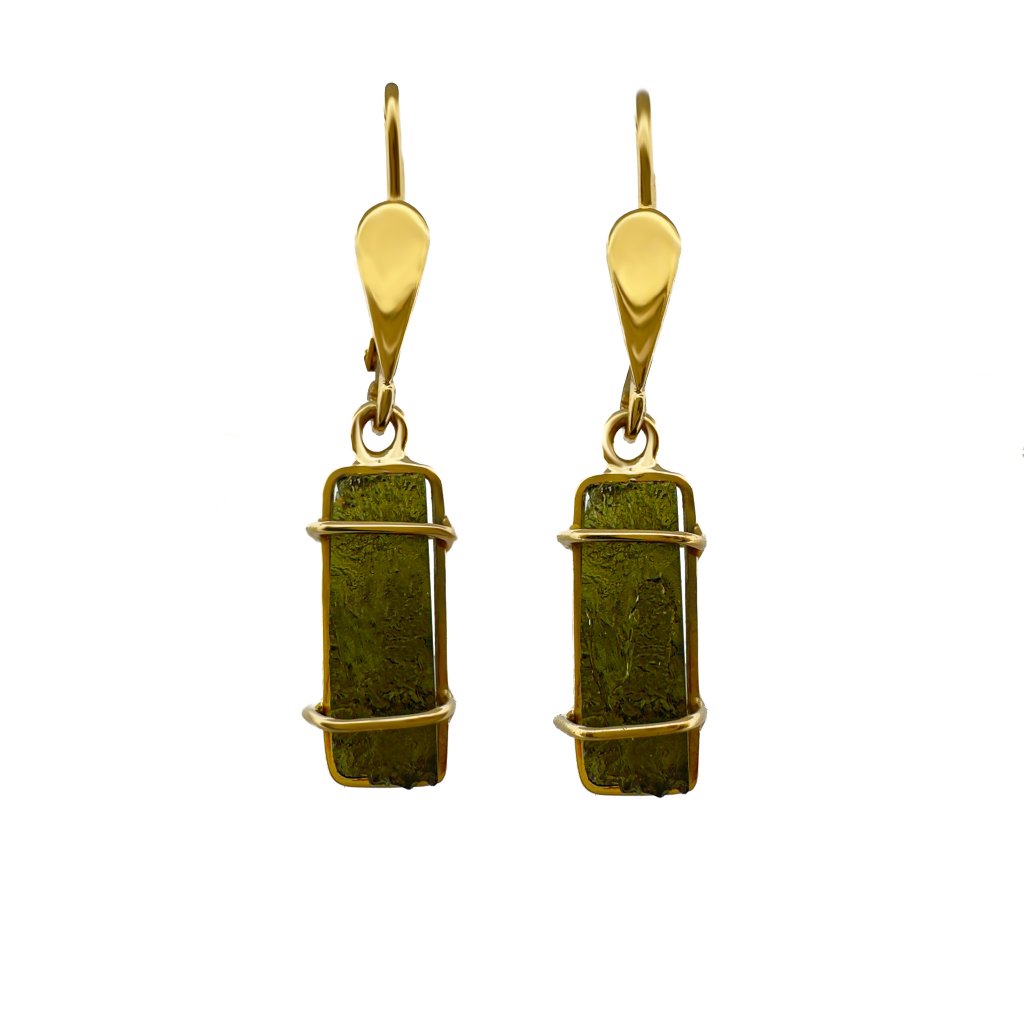 Moldavite earring in gold 2000307300009