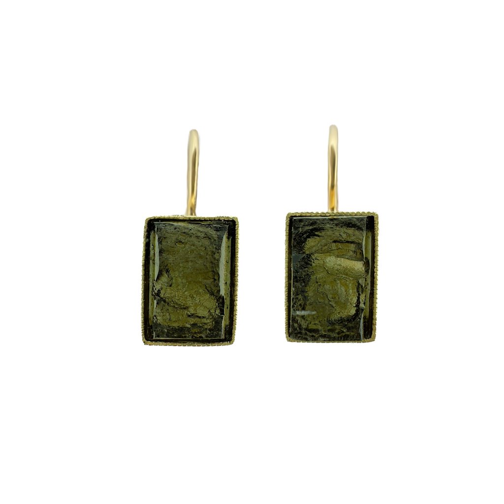 Moldavite earring in gold 2000307510002