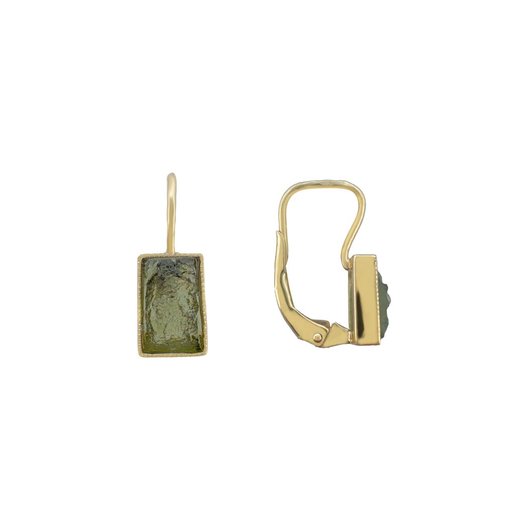 Moldavite earring in gold 2000314120003