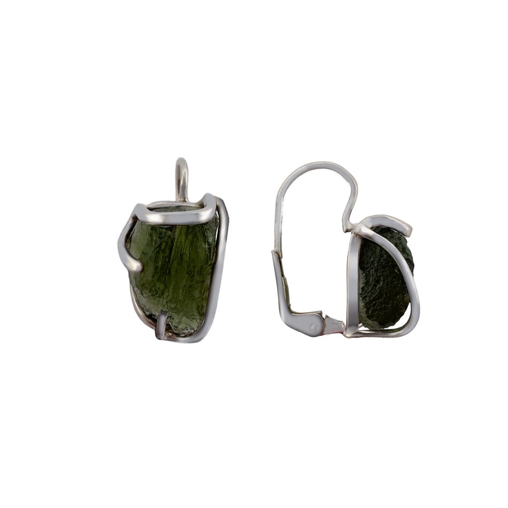 Silver earrings with Moldavite 2000140910007